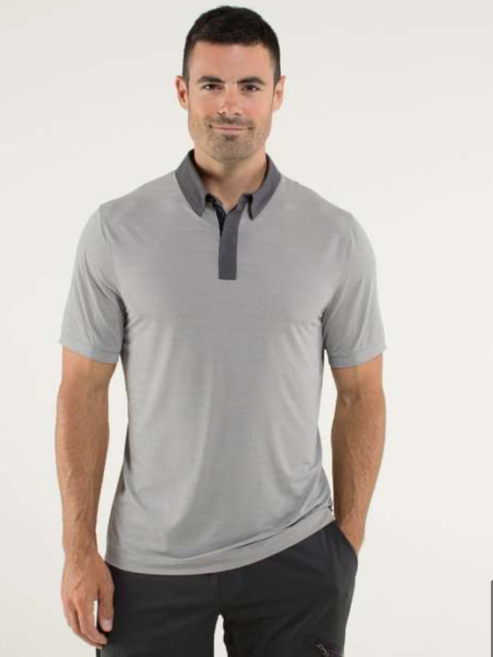 Lululemon Polo Short sleeve Top Striped Purple Grey size Large